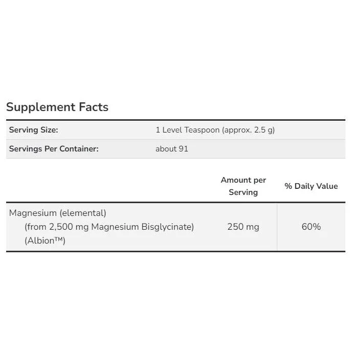 Magnesium Bisglycinate Powder (91 дози) / 227 грама - NOW Foods