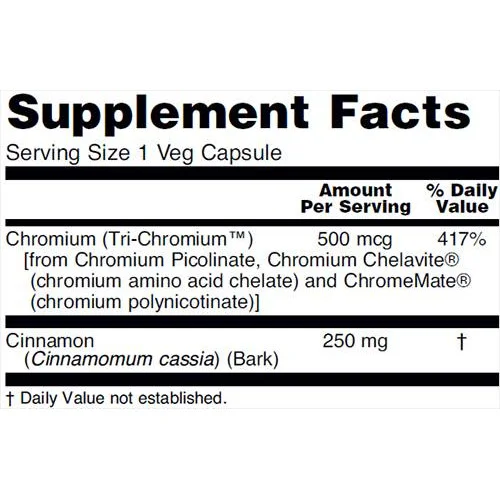 Tri-Chromium 500 mcg + Cinnamon (90 дози) / 90 капсули - NOW Foods