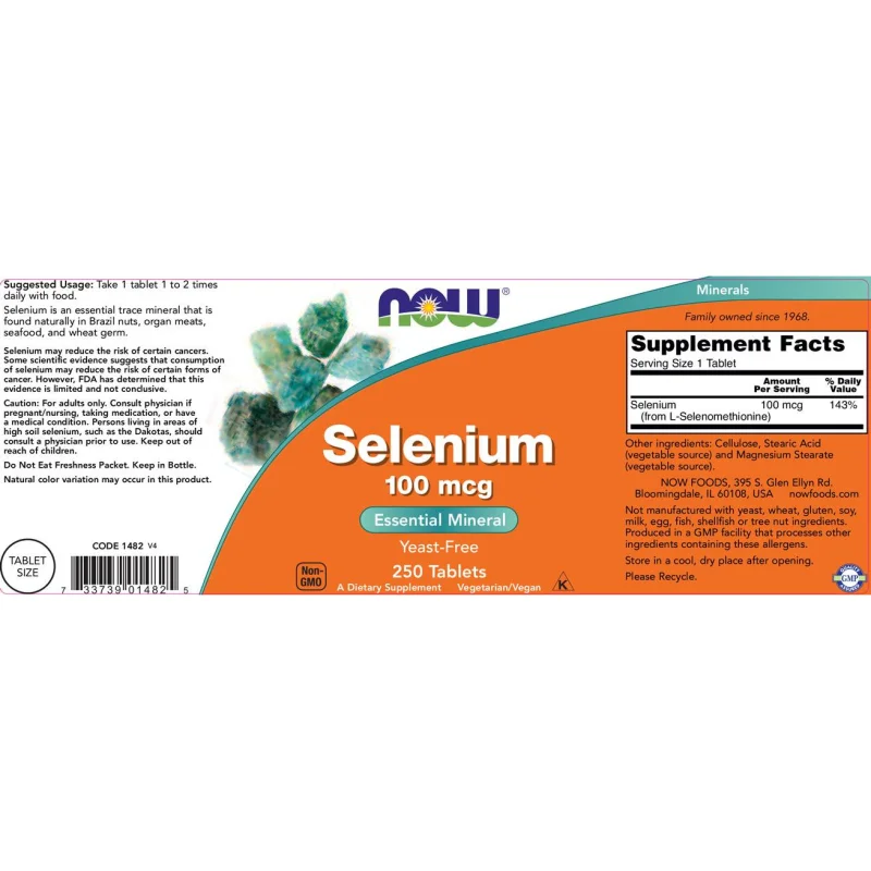 Selenium 100 mcg / 250 Таблетки - NOW Foods
