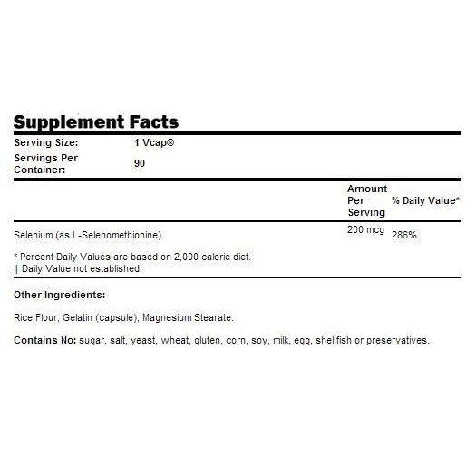 Selenium 200 mcg (90 дози) / 90 капсули - NOW Foods