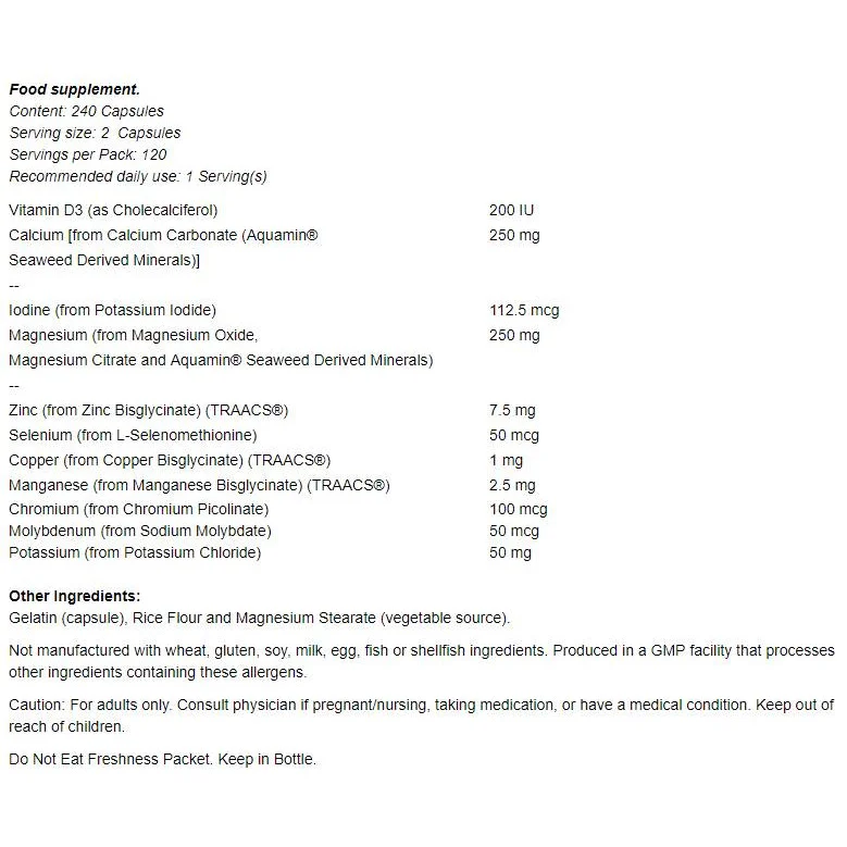 Full Spectrum Mineral Caps (120 дози) / 240 капсули - NOW Foods