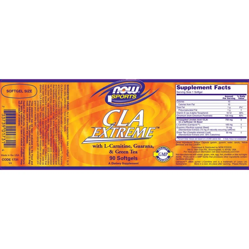 CLA Extreme (90 дози) / 90 Гел капсули - NOW Foods