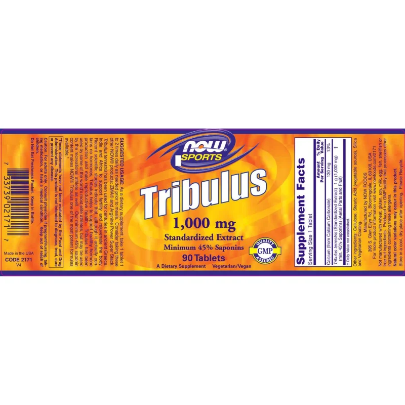 Tribulus 1000 mg (90 дози) / 90 Таблетки - NOW Foods