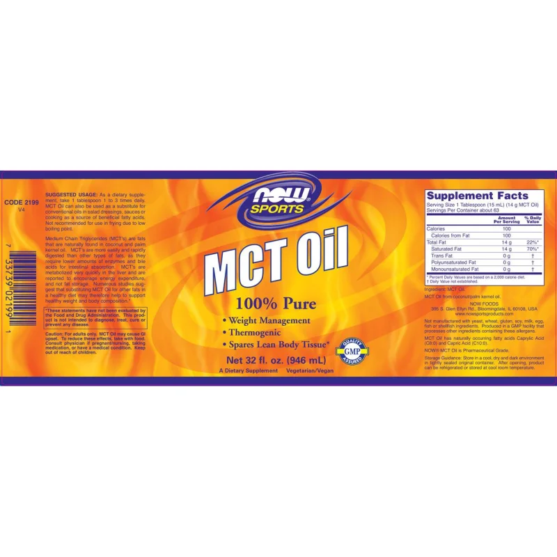 MCT Oil (63 дози) / 946 мл - NOW Foods