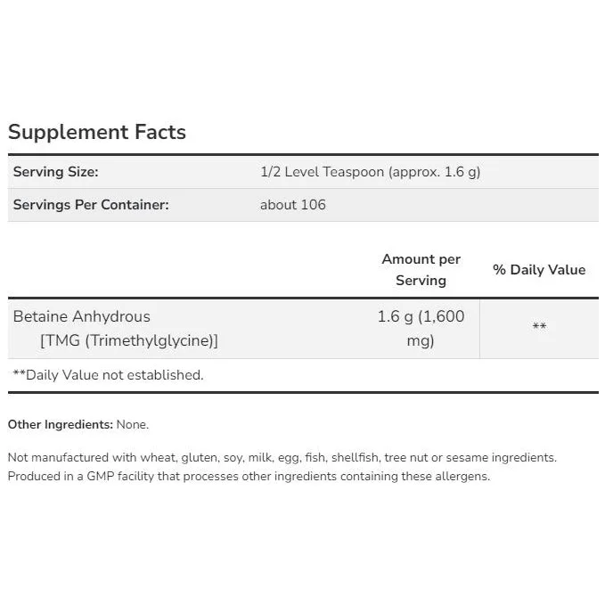 Betaine Powder | Endurance (106 дози) / 170 грама - NOW Foods