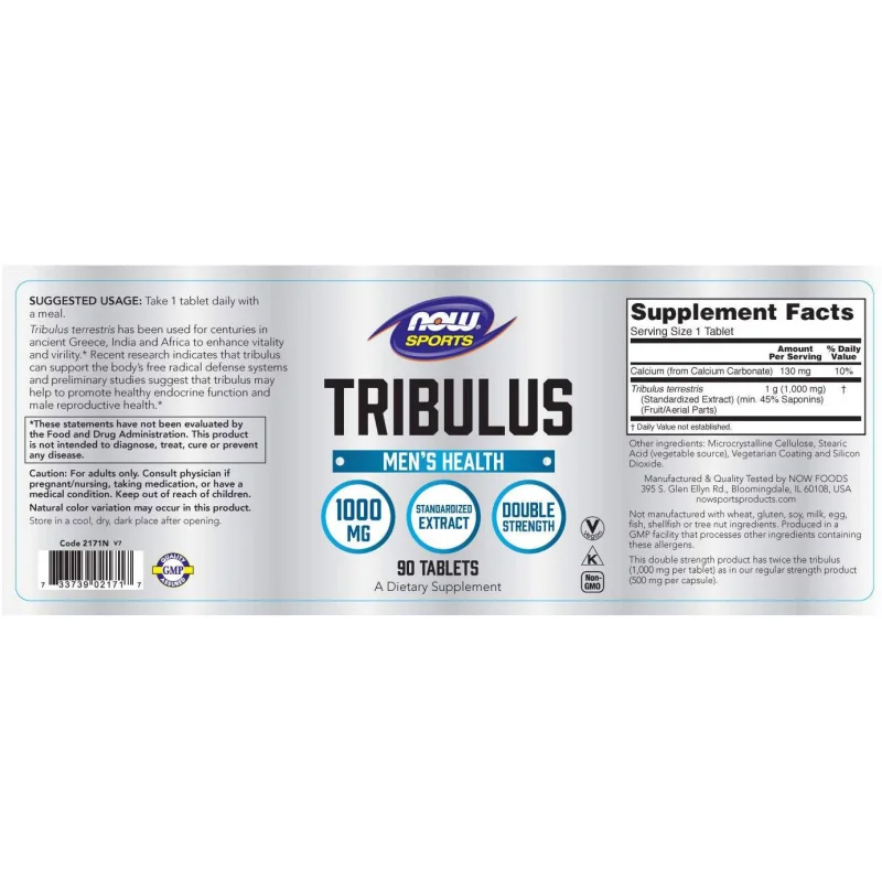 Tribulus 1000 mg (180 дози) / 180 Таблетки - NOW Foods