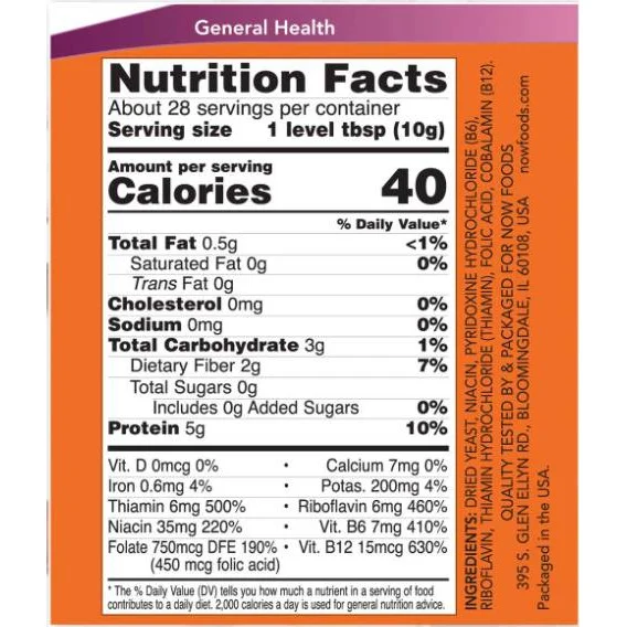 Nutritional Yeast Powder (28 дози) / 284 грама - NOW Foods