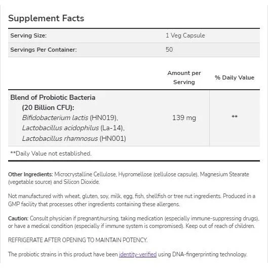 Women's Probiotic 20 Billion (50 дози) / 50 капсули - NOW Foods