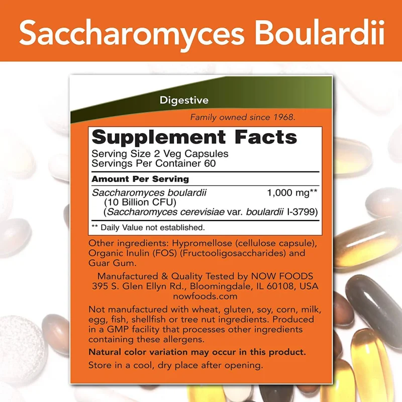 Saccharomyces Boulardii (60 дози) / 120 капсули - NOW Foods