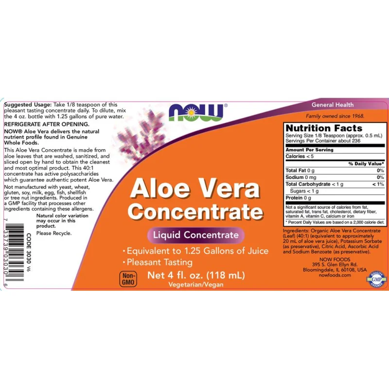 Aloe Vera Concentrate / 118 мл - NOW Foods