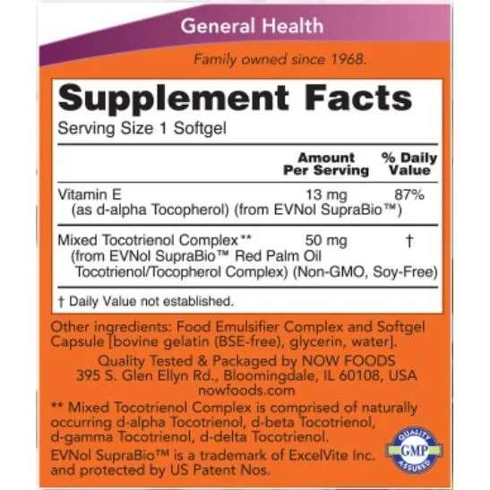 Red Palm Tocotrienols 50 mg (60 дози) / 60 Гел капсули - NOW Foods