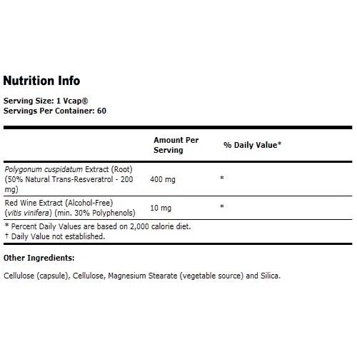 Natural Resveratrol 200 mg (60 дози) / 60 капсули - NOW Foods