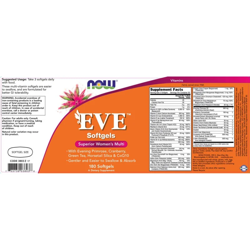 EVE Woman's Multi (60 дози) / 180 Гел капсули - NOW Foods