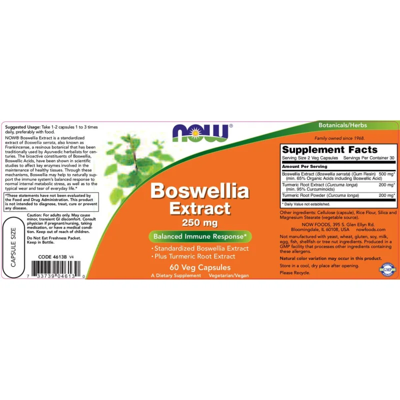 Boswellia Extract 250 mg / 60 капсули - NOW Foods