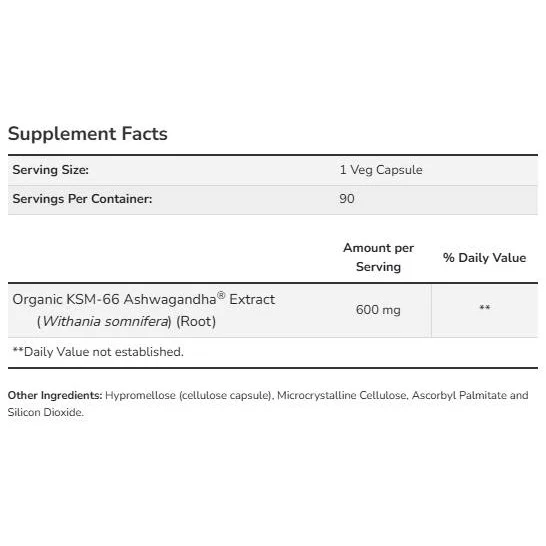 KSM-66 Ashwagandha® 600 mg (90 дози) / 90 капсули - NOW Foods