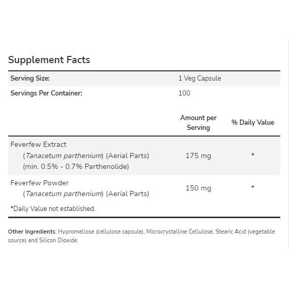 Feverfew 325 mg (100 дози) / 100 капсули - NOW Foods