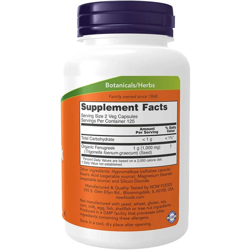 Fenugreek 500 mg (125 дози) / 250 капсули - NOW Foods