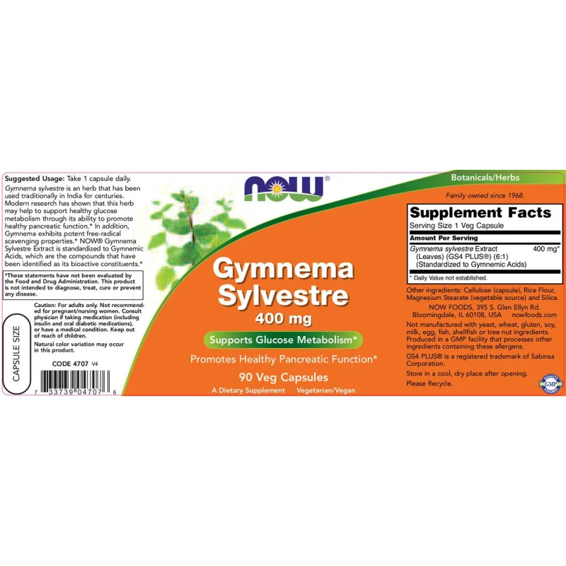Gymnema Sylvestre 400 mg / 90 капсули - NOW Foods