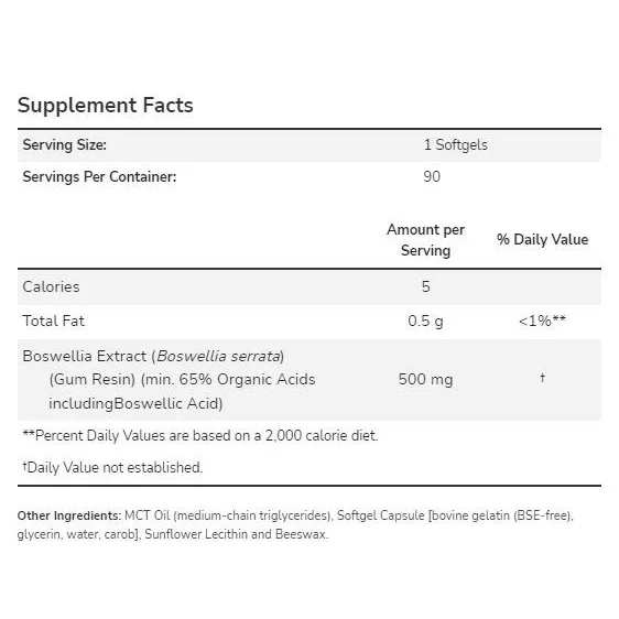Boswellia Extract 500 mg (90 дози) / 90 Гел капсули - NOW Foods