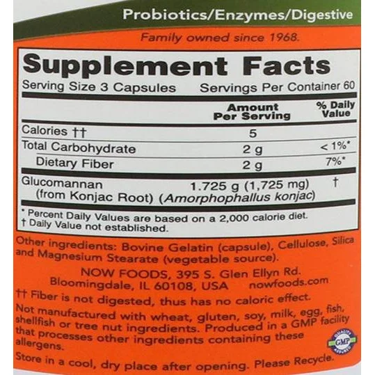 Glucomannan 575 mg / 180 капсули - NOW Foods