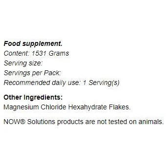 100% Pure Magnesium Flakes / 1531 грама - NOW Foods