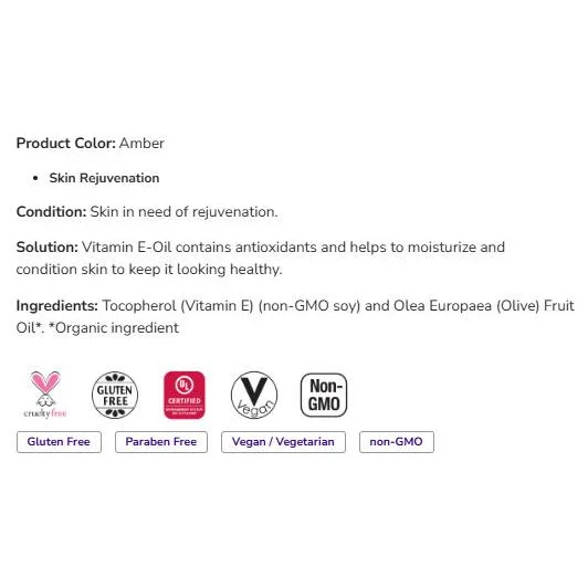 Vitamin E Oil 23,000 IU | Plant Delivered Non-GMO Skin Rejuvenation / 30 мл - NOW Foods