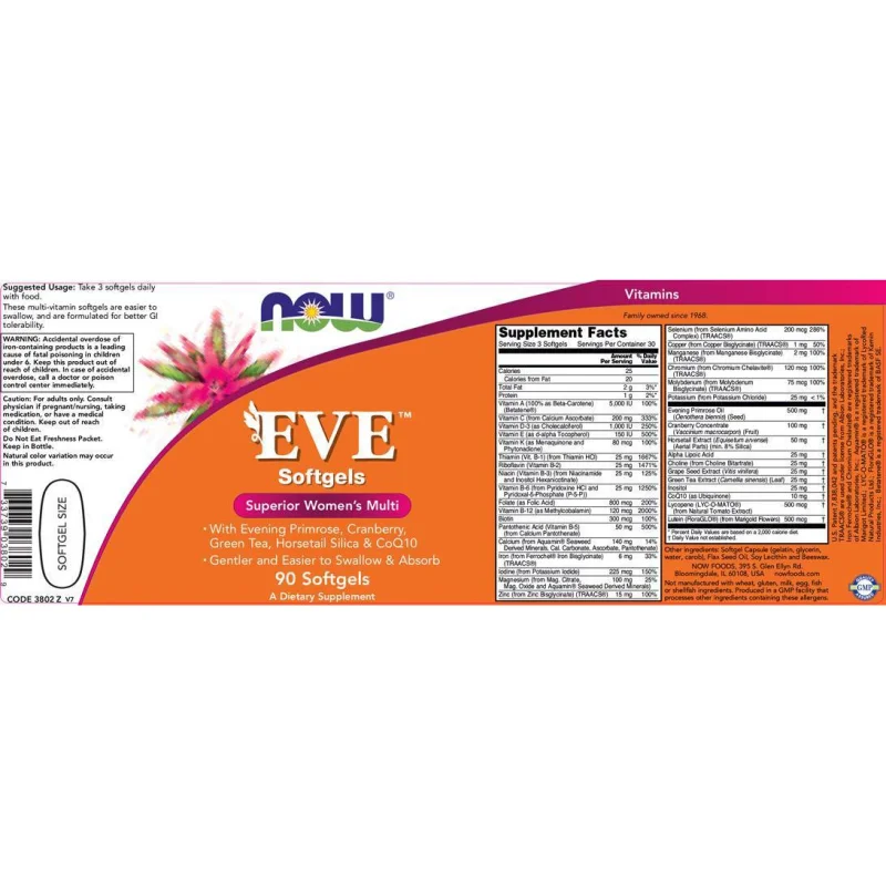 EVE Woman's Multi (30 дози) / 30 Гел капсули - NOW Foods
