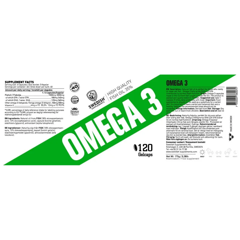 Be Smart - Omega 3 / 120 Гел капсули, 40 дози - SWEDISH Supplements