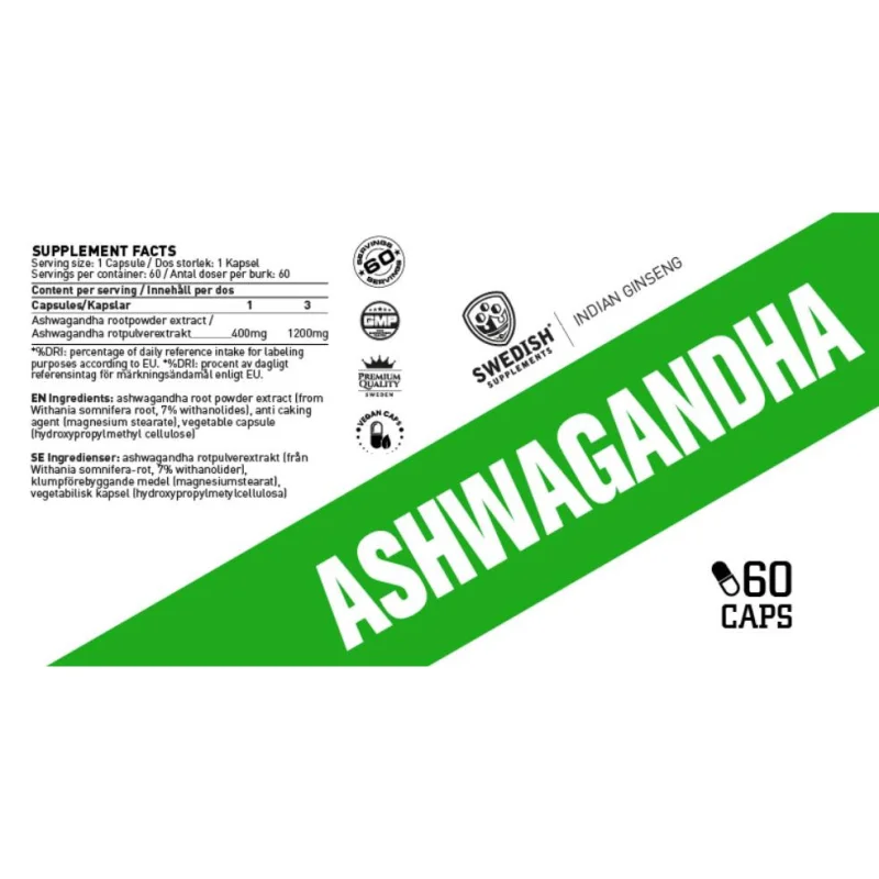 Ashwagandha Extract 400 mg / 60 капсули, 60 дози - SWEDISH Supplements