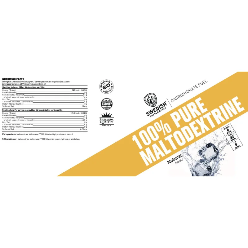 Maltodextrin / 100% Pure / 3000 грама, 60 дози - SWEDISH Supplements