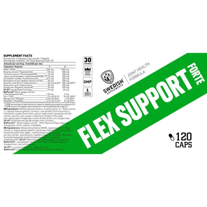Flex Support Forte | with UC-II® / 120 капсули, 30 дози - SWEDISH Supplements