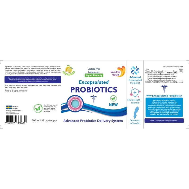Probiotic (Encapsulated) / 500 мл, 33 дози - Swedish Nutra