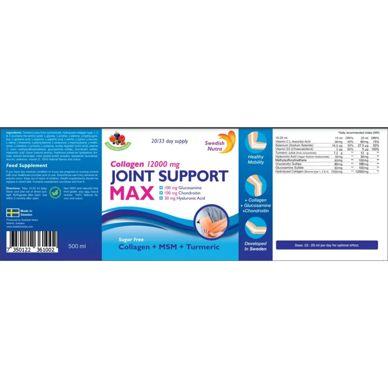 Joint Support MAX | Collagen 12000 mg / 500 мл, 33 дози - Swedish Nutra
