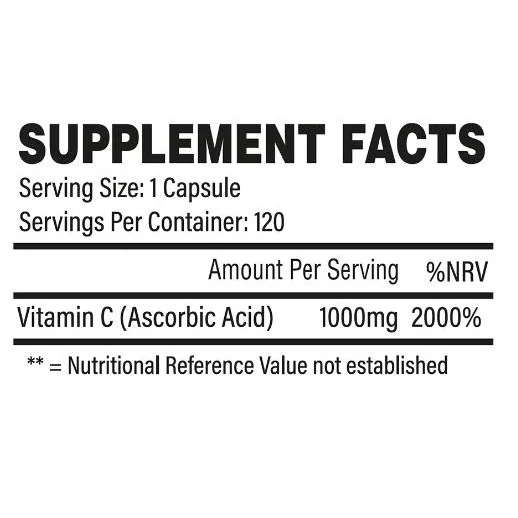 Vitamin C 1000 mg / 120 капсули, 120 дози​ - Trained by JP