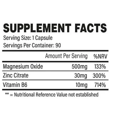 ZMA | Zinc, Magnesium & B6 / 90 капсули, 90 дози​ - Trained by JP