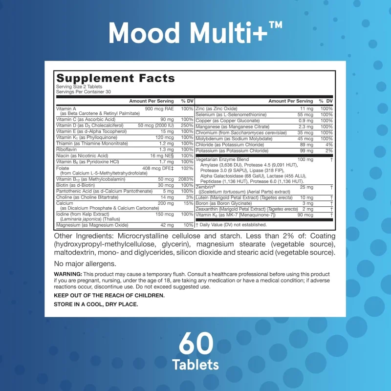 Mood Multi+ Multivitamin - Мултивитамини за Подобряване на Настроението, Разфасовка 60 tabs - Jarrow Formulas
