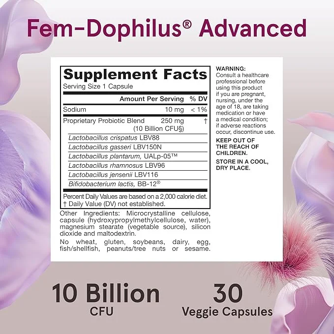 Fem-Dophilus Advanced 10 Billion CFU - Витамин B12 + Фолат, Разфасовка 30 caps - Jarrow Formulas