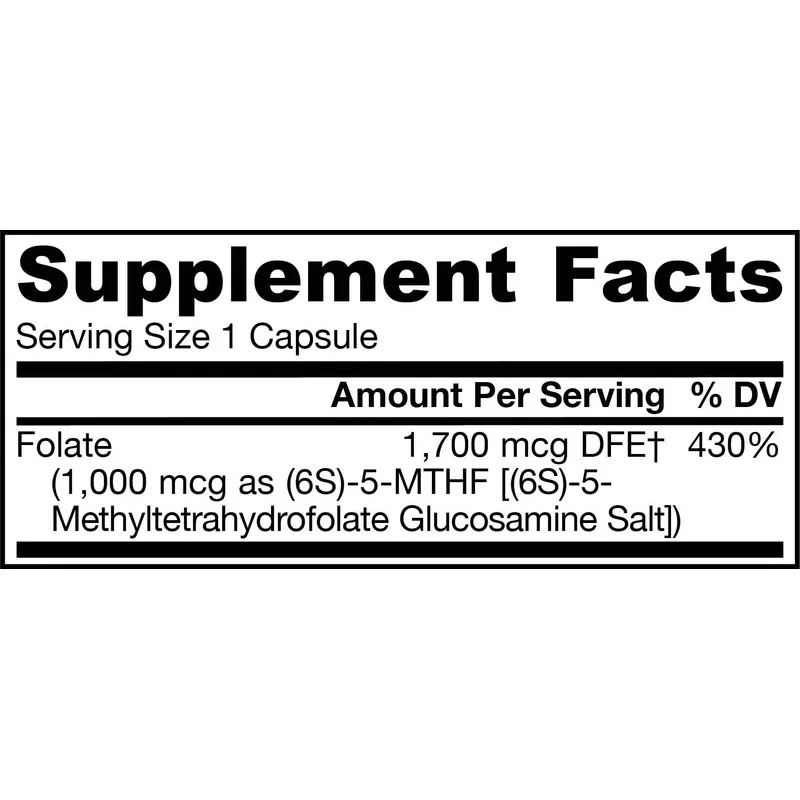 Methyl Folate 1000mcg - Фолат, Разфасовка 100 caps - Jarrow Formulas