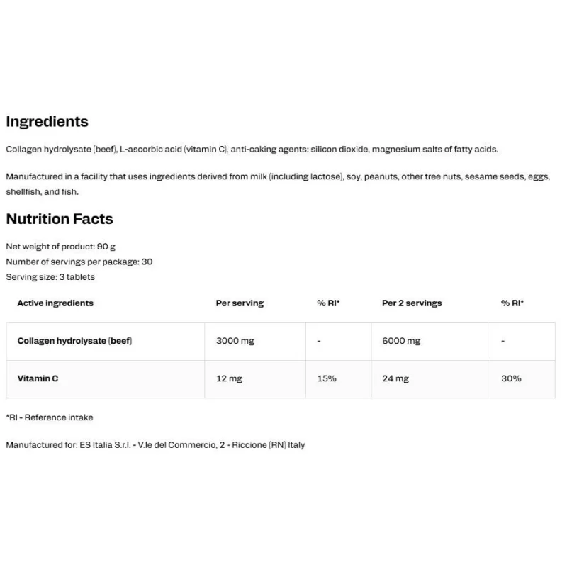 Collagene 1000 mg | with Vitamin C (30 дози) / 90 Таблетки - EthicSport