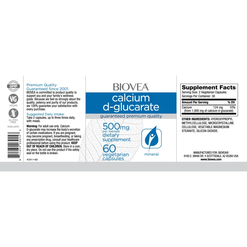 Calcium D-Glucarate, Разфасовка 60 caps - Biovea