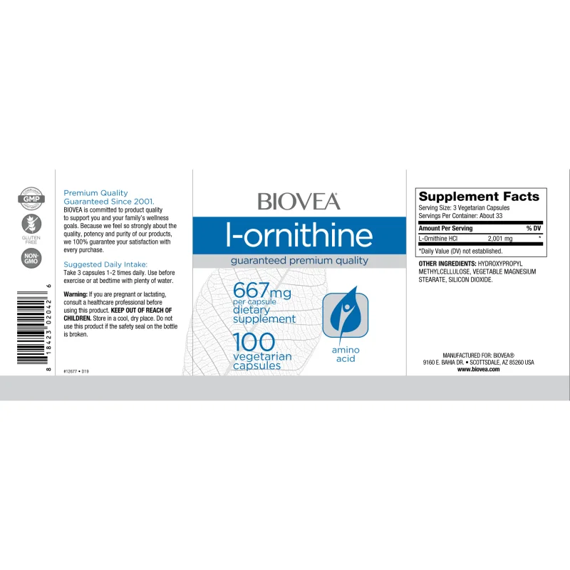 L-Ornithine 667mg - Л-Орнитин - Biovea