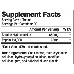 Betaine HCL 650mg, Разфасовка 90 tabs - Biovea