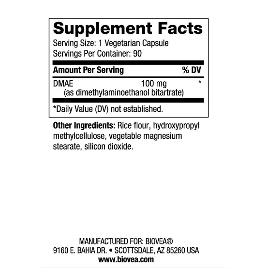 DMAE 100mg, Разфасовка 90 caps - Biovea