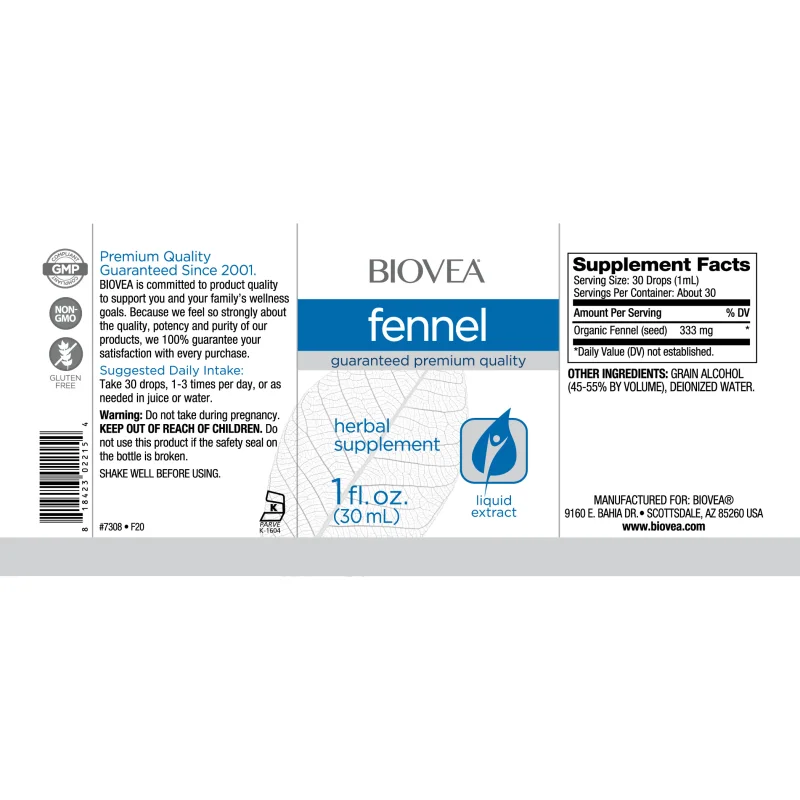 Fennel Liquid Drops - Див Копър на Капки, Разфасовка 30ml - Biovea