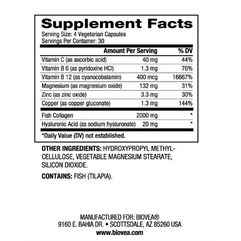 Fish Collagen & Hyaluronic Acid - Колаген + Хиалуронова Киселина, Разфасовка 120 caps - Biovea