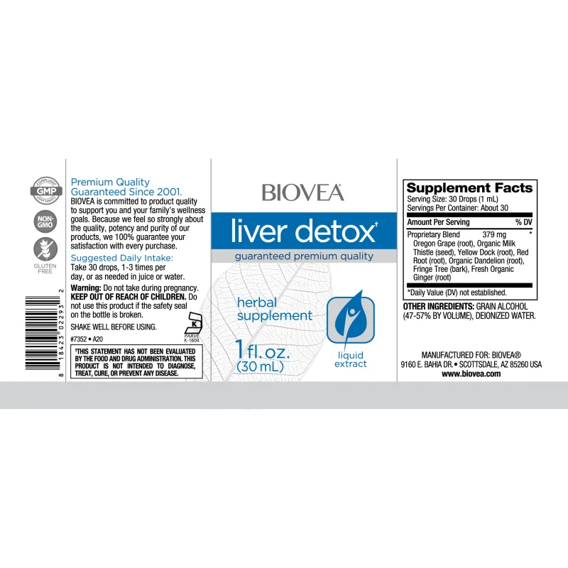 Liver Detox Liquid Drops - Формула за Пречистване на Черния Дроб на Капки, Разфасовка 30ml - Biovea