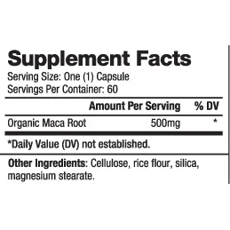MACA Organic 500mg, Разфасовка 60 caps - Biovea