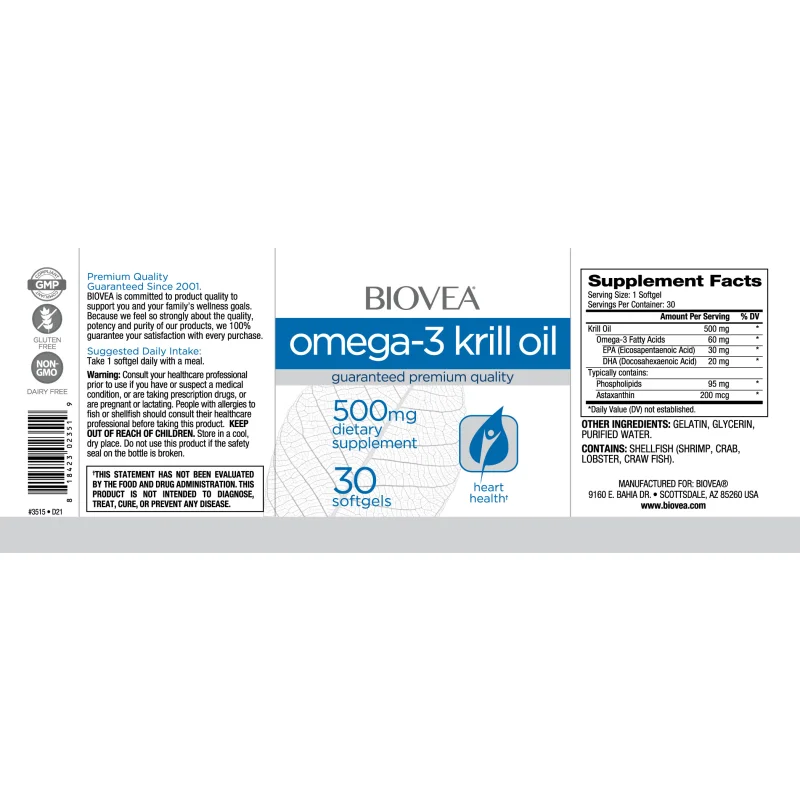 Omega-3 Krill Oil - Омега 3 Масло от Крил, Разфасовка 30 sgels - Biovea