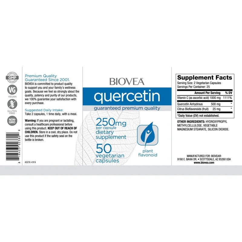 Quercetin - Кверцетин, Разфасовка 50 caps - Biovea