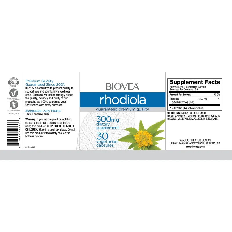 Rhodiola 300mg - Родиола, Разфасовка 30 caps - Biovea